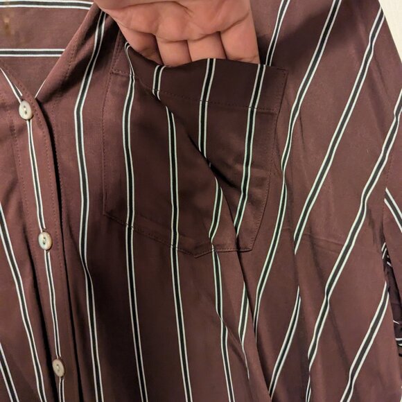 Madewell Oversize Satin Boyfriend Button-Up Shirt - Picture 5 of 9